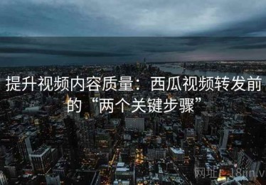 提升视频内容质量：西瓜视频转发前的“两个关键步骤”