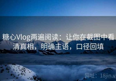 糖心Vlog两遍阅读：让你在截图中看清真相，明确主语，口径回填