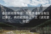 番茄影视像排错：先查情绪有没有压过事实，再把截图补上下文（读完更清楚）