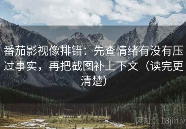 番茄影视像排错：先查情绪有没有压过事实，再把截图补上下文（读完更清楚）