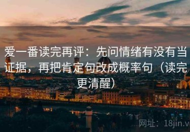 爱一番读完再评：先问情绪有没有当证据，再把肯定句改成概率句（读完更清醒）