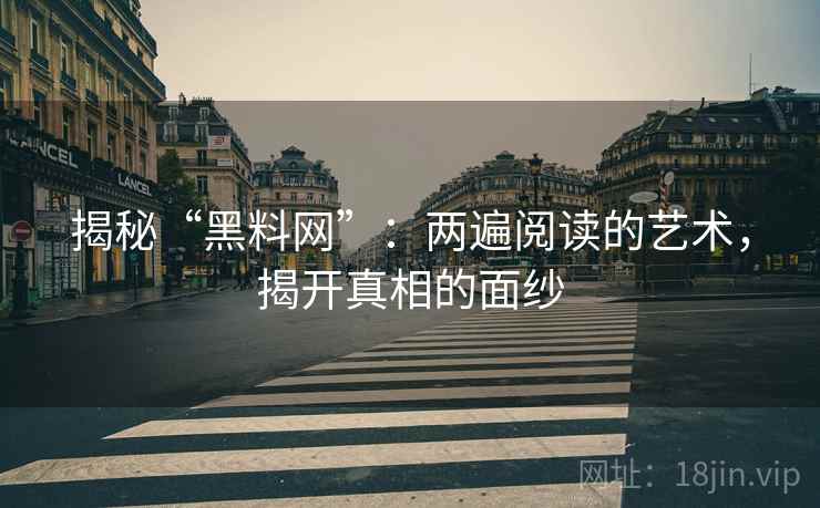 揭秘“黑料网”：两遍阅读的艺术，揭开真相的面纱